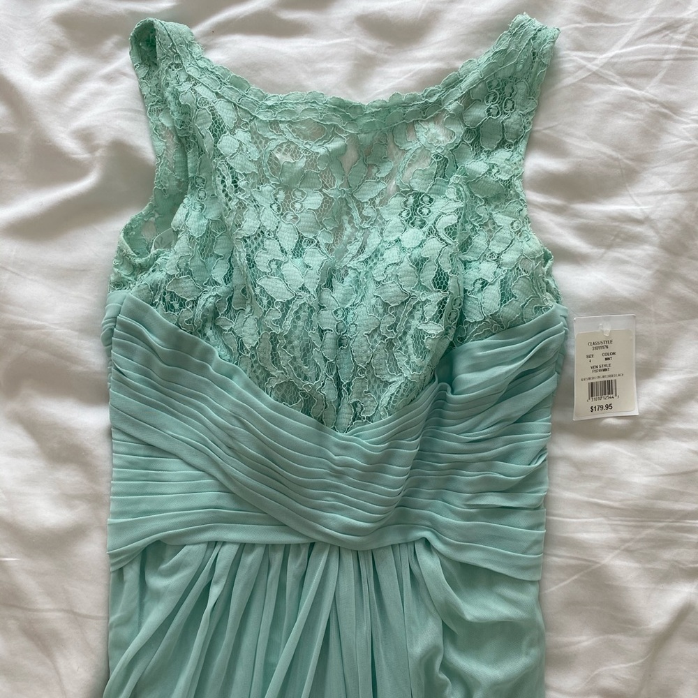 David’s Bridal Long Mesh in Mint Size 4